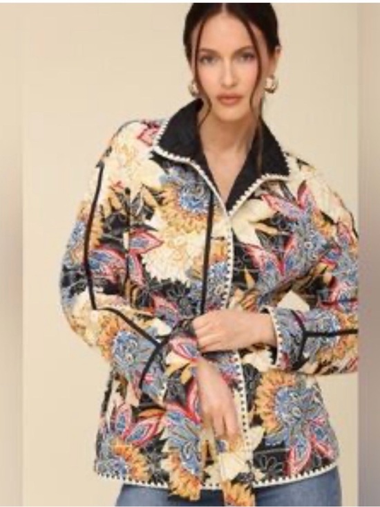 7 For All Mankind Jackets & Blazers - 7 for all mankind floral quilted belted jacket